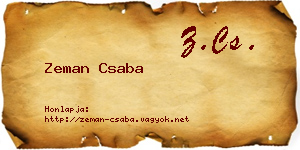 Zeman Csaba névjegykártya